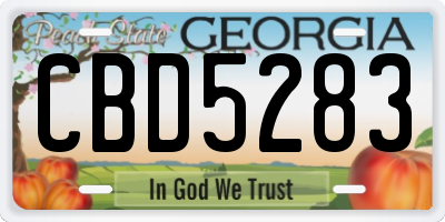 GA license plate CBD5283