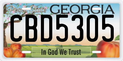 GA license plate CBD5305