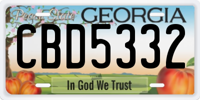 GA license plate CBD5332