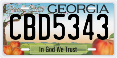 GA license plate CBD5343