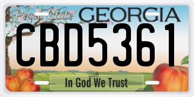 GA license plate CBD5361