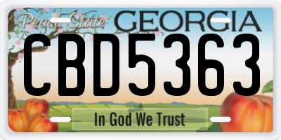GA license plate CBD5363