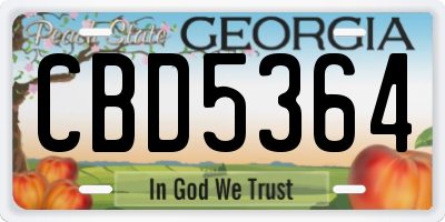 GA license plate CBD5364