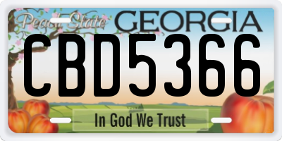 GA license plate CBD5366