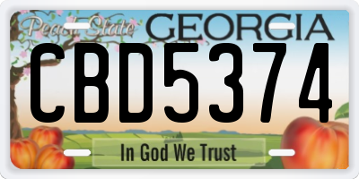 GA license plate CBD5374
