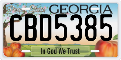 GA license plate CBD5385