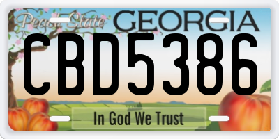 GA license plate CBD5386