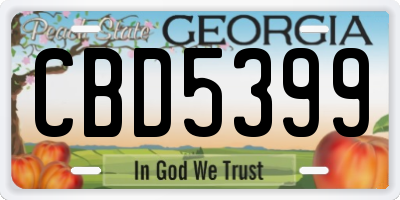 GA license plate CBD5399
