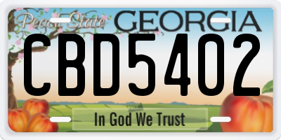 GA license plate CBD5402