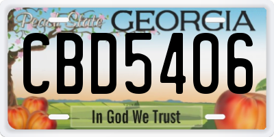 GA license plate CBD5406