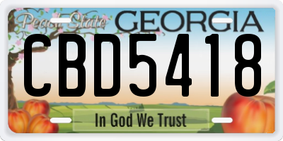 GA license plate CBD5418