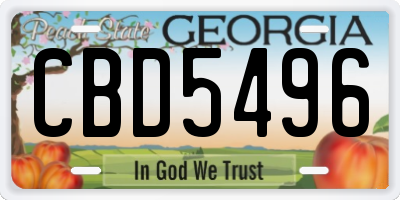 GA license plate CBD5496