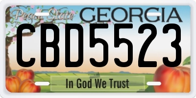 GA license plate CBD5523