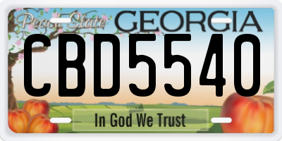 GA license plate CBD5540