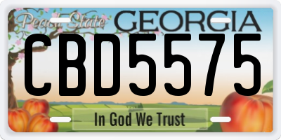GA license plate CBD5575