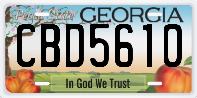 GA license plate CBD5610