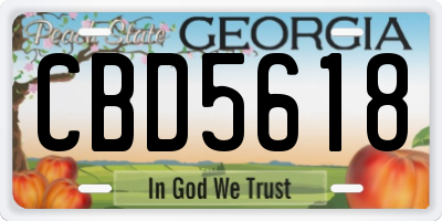 GA license plate CBD5618
