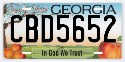 GA license plate CBD5652
