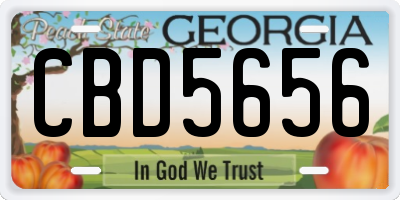 GA license plate CBD5656