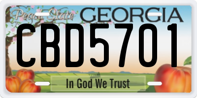GA license plate CBD5701