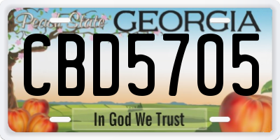 GA license plate CBD5705