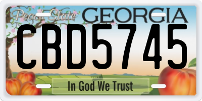 GA license plate CBD5745
