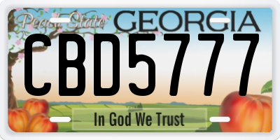 GA license plate CBD5777