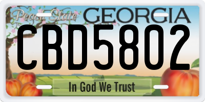 GA license plate CBD5802