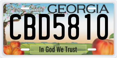 GA license plate CBD5810