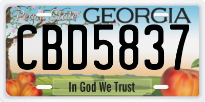 GA license plate CBD5837