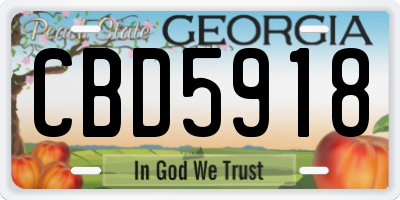 GA license plate CBD5918