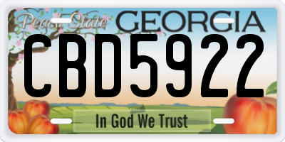 GA license plate CBD5922