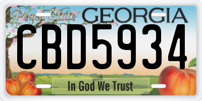 GA license plate CBD5934
