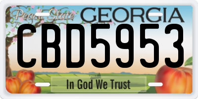 GA license plate CBD5953