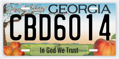 GA license plate CBD6014