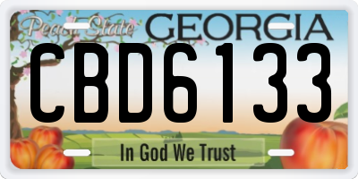 GA license plate CBD6133