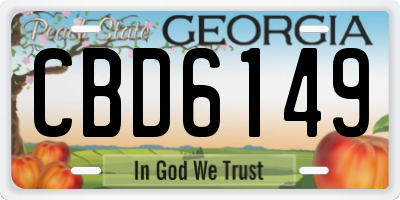 GA license plate CBD6149