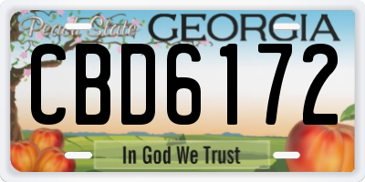 GA license plate CBD6172