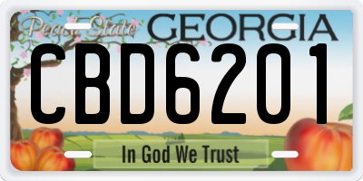 GA license plate CBD6201