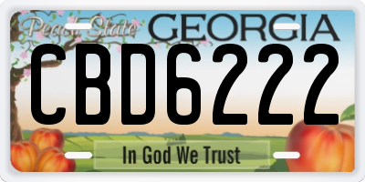 GA license plate CBD6222