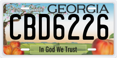 GA license plate CBD6226