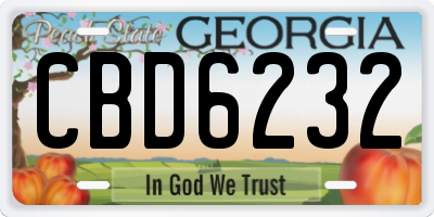GA license plate CBD6232