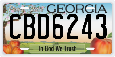 GA license plate CBD6243