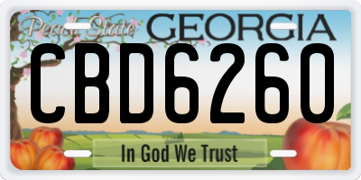 GA license plate CBD6260
