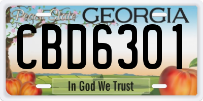 GA license plate CBD6301