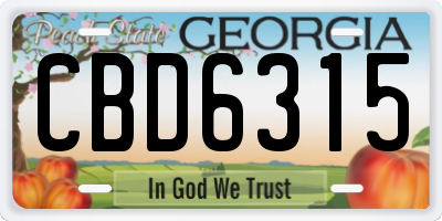 GA license plate CBD6315