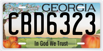 GA license plate CBD6323