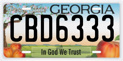 GA license plate CBD6333