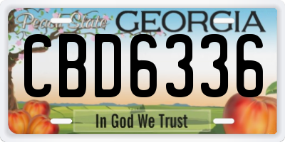 GA license plate CBD6336
