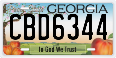 GA license plate CBD6344